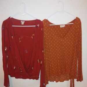 TWO flowy orange tops bundle!